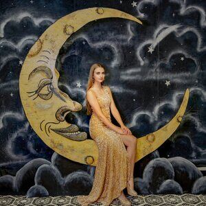 Gold Sequin One-Shoulder Old Hollywood Prom Pageant Gown (XS)